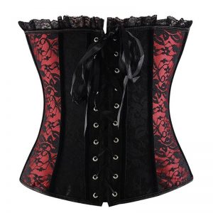 Burlesque Lace Overlay Sweetheart Strapless Outerwear Corset Black
