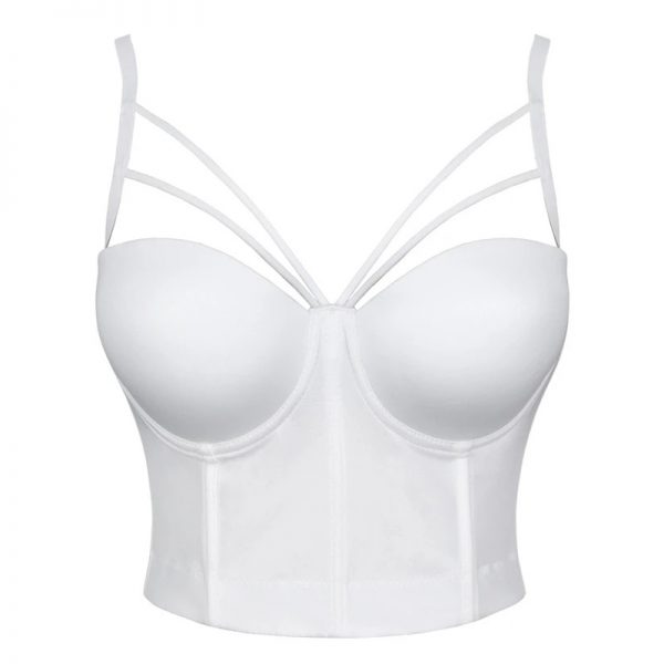 white bustier top with straps