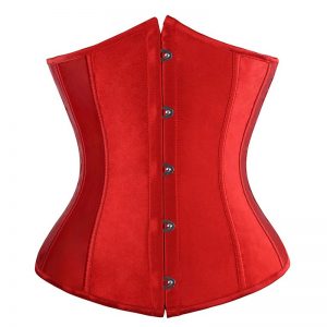 Fashion Satin Waist Training Cincher Boned Underbust Corset Valentines Costume Lingerie Red