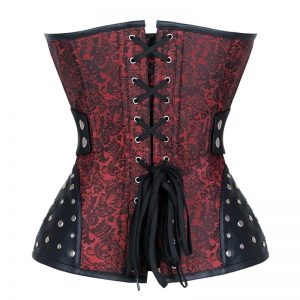 Steampunk Gothic Bustier Zipper Corset with Removable Waistband Red