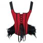 Women's Gothic Lace Up Boned Overbust Bustier Corset Top with Feather Red