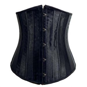 Black Satin Under Bust Corset - 24 Steel Bones