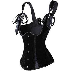 Black Velvet Steel Boned Full Back Corset