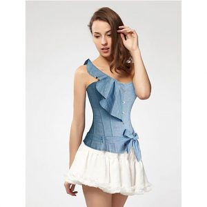 Blue Denim Single Shoulder Corset