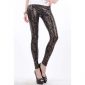 Brown High Waist Snake Texture Metallic Leggings