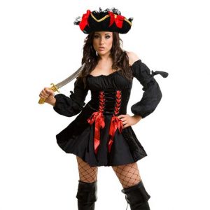 Clearance! Vixen Pirate Wench Costume with Pirate Hat - Black
