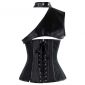 Gothic Steampunk Steel Boned Leather Overbust Corset with Shrug Black