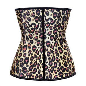 Kim Kardashian Leopard Printed Ultra Slim Latex Waist Training Corset - Steel Boned