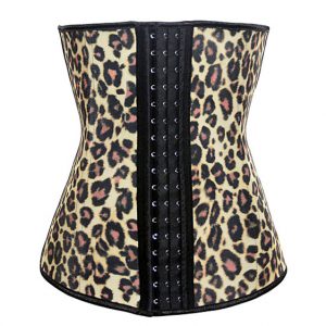 Kim Kardashian Leopard Printed Ultra Slim Latex Waist Training Corset - Steel Boned