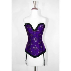 Long Lined Purple Corset with Detachable Garter Belts