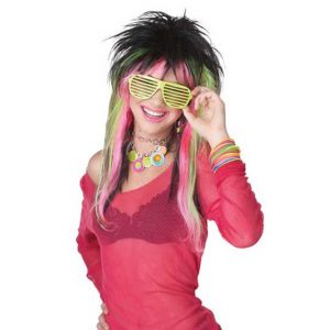 Pink Green Black Rave Candy Wig