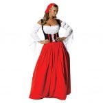 Red Long Skirt Oktoberfest Beer Wench Costume