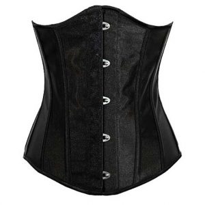 Steel Boned Black Satin Under Bust Corset