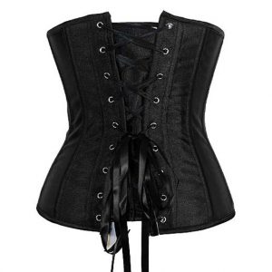 Steel Boned Black Satin Under Bust Corset