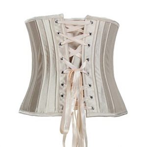 Champagne Satin Under Bust Corset - 24 Steel Bones