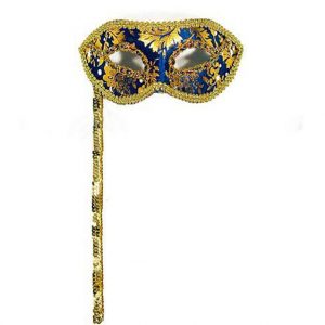 Venetian Style Hand Held Mask - Blue