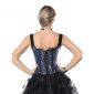 Victorian Gothic Jacquard Bustier Overbust Corset with Straps Blue