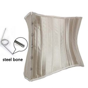 Champagne Satin Under Bust Corset - 24 Steel Bones